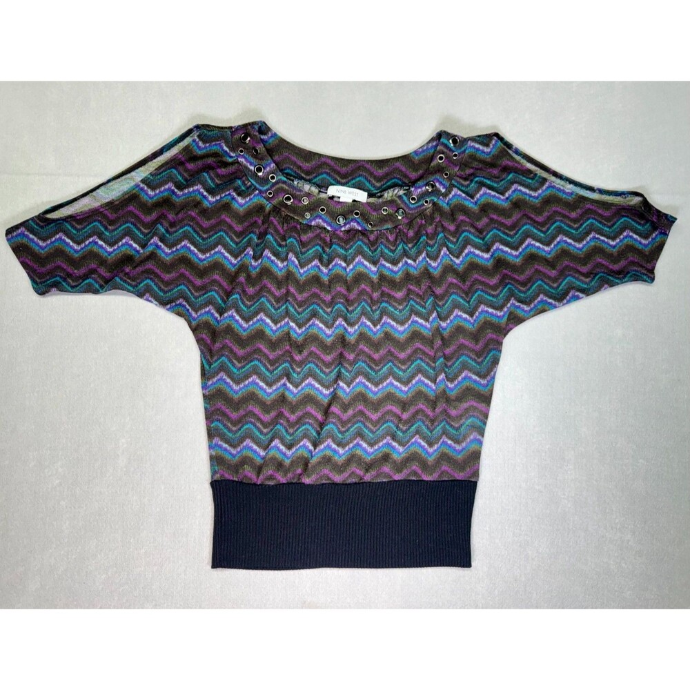 NINE WEST Vintage Chevron Pattern Open Sleeve Size Small